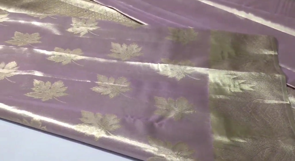 Lavender Kanchipuram Handloom Tissue Brocade Silk Saree