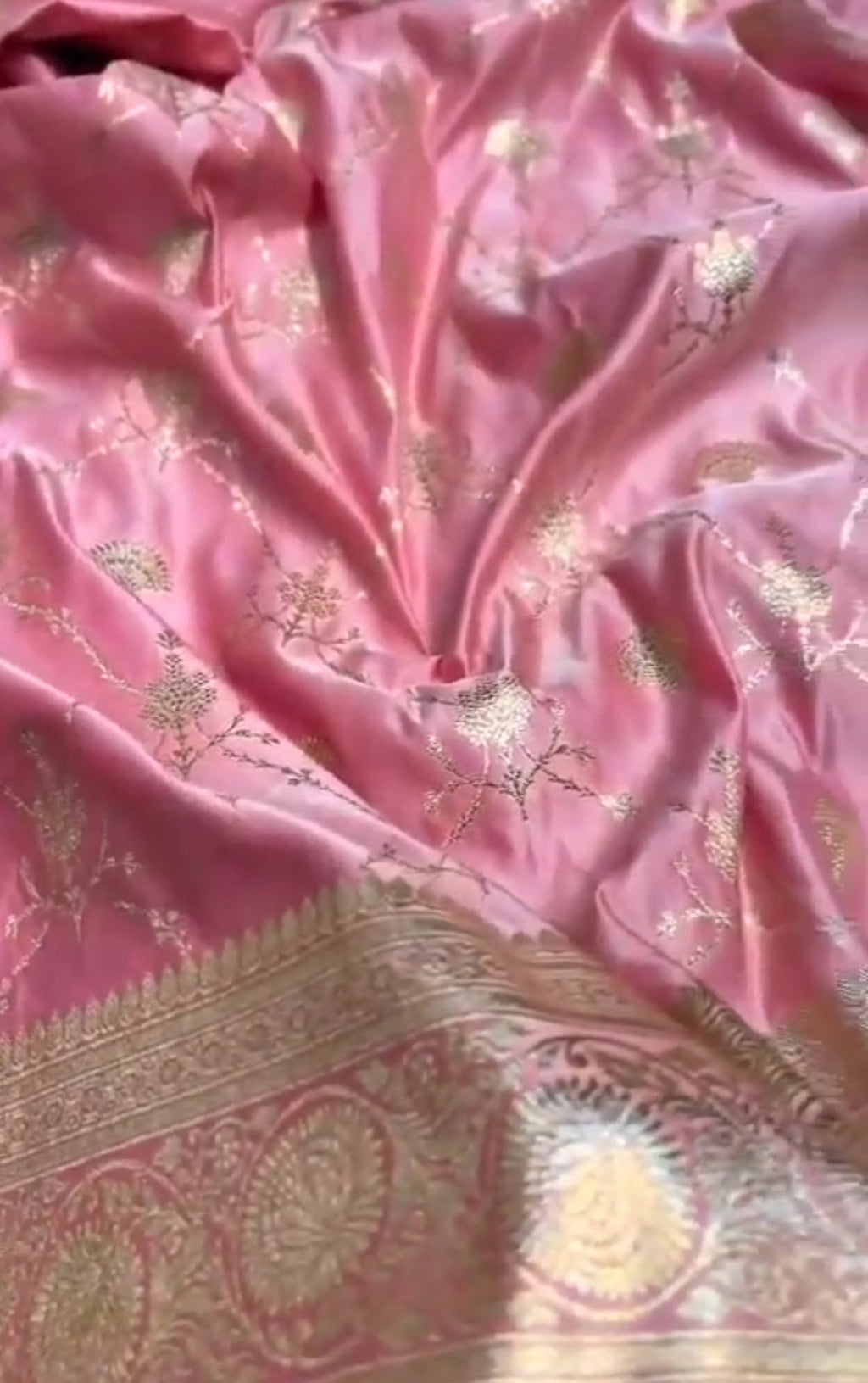 Pink Banarasi Satin Katan Silk Saree