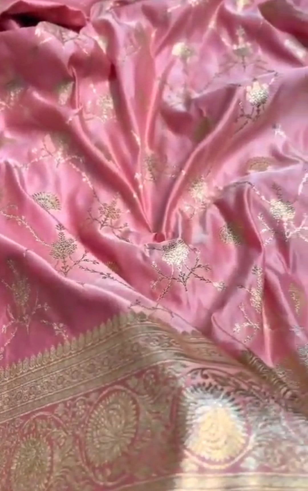 Pink Banarasi Satin Katan Silk Saree