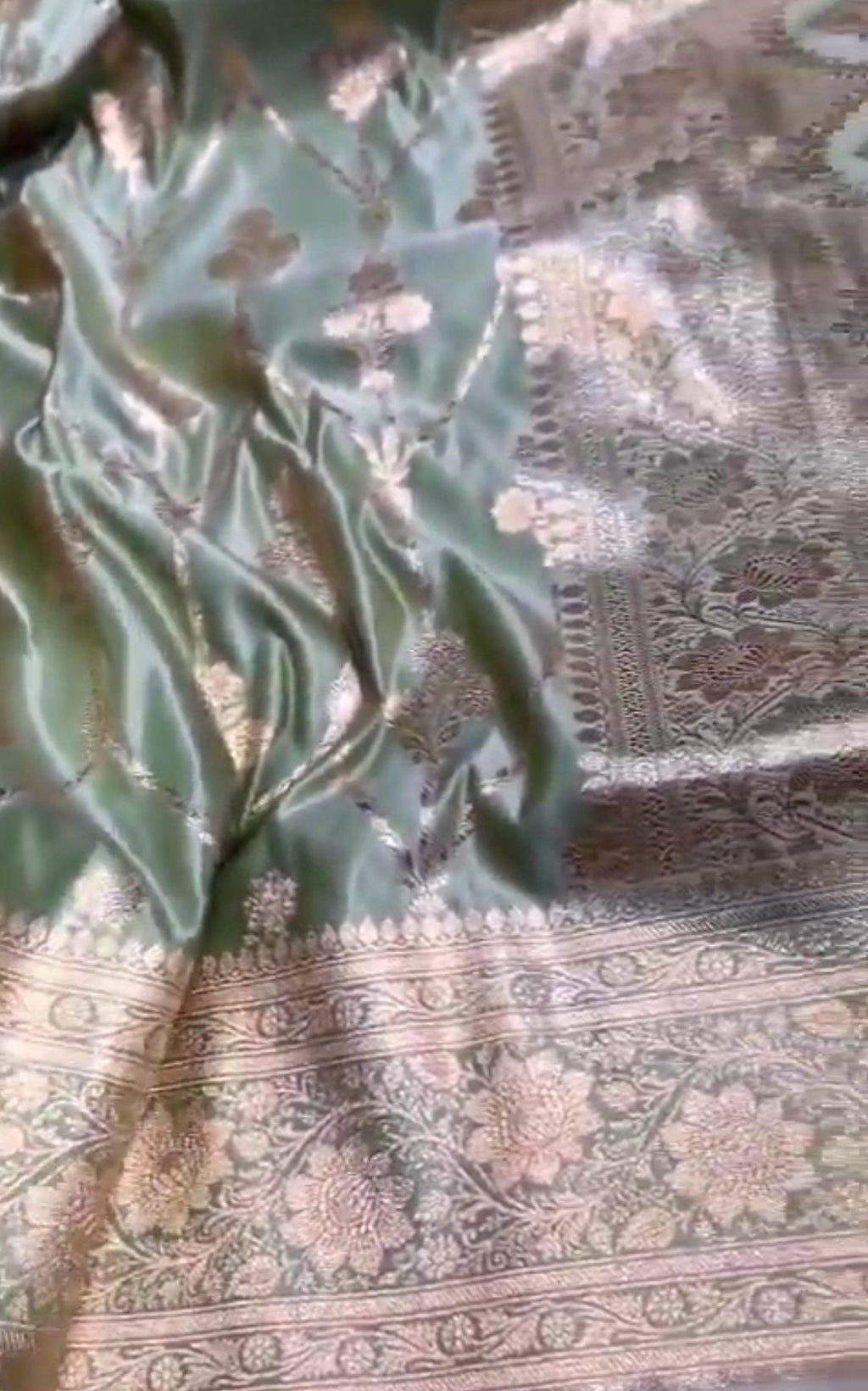 Pastel Green Banarasi Satin Katan Silk Saree