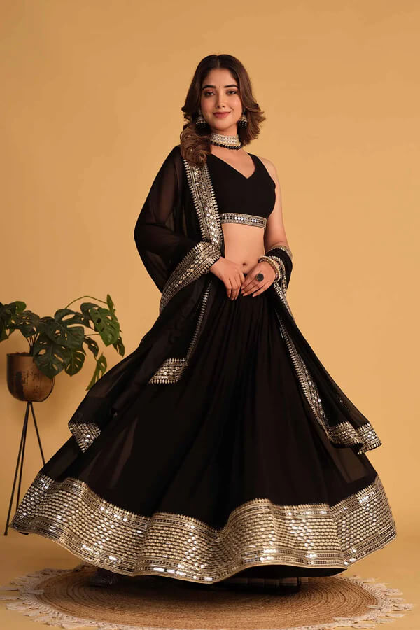 Designer Black Lehenga Choli with Dupatta