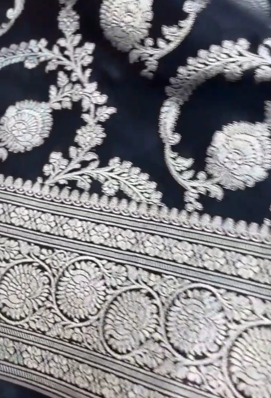 Midnight Blue Banarasi Mashru Soft Silk Saree