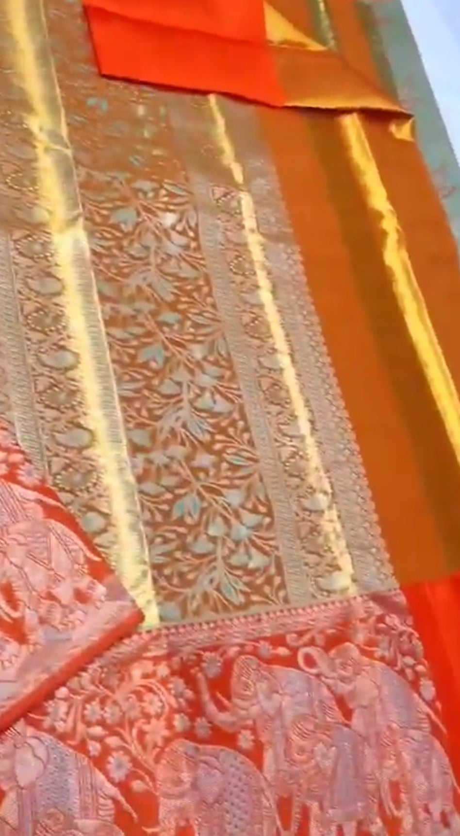 Pista Green Kanchipuram Handloom Tissue Brocade Meenakari Silk Saree