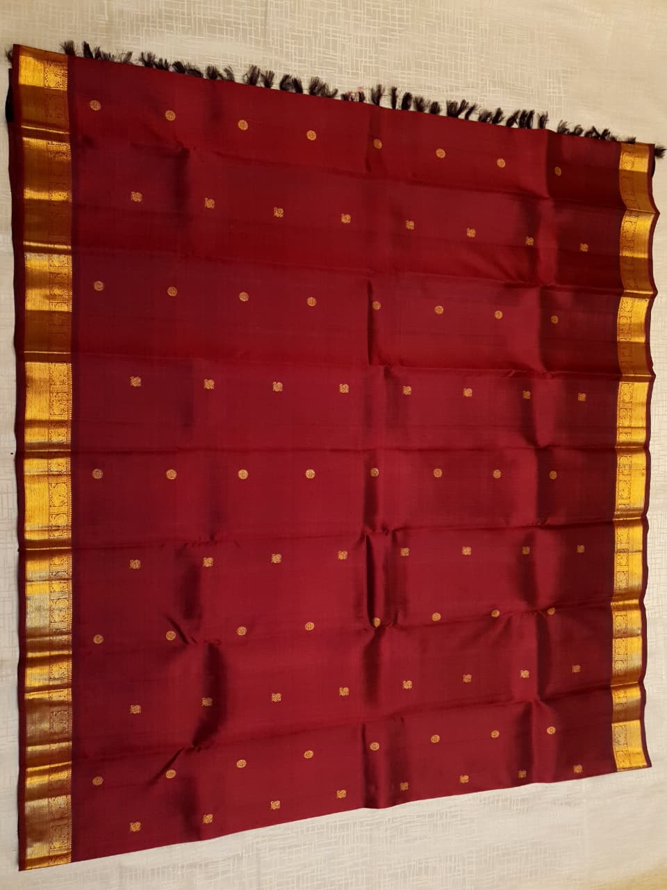 Maroon Kanchipuram Handloom 3G Pure Gold Pattu Silk Korvai Saree