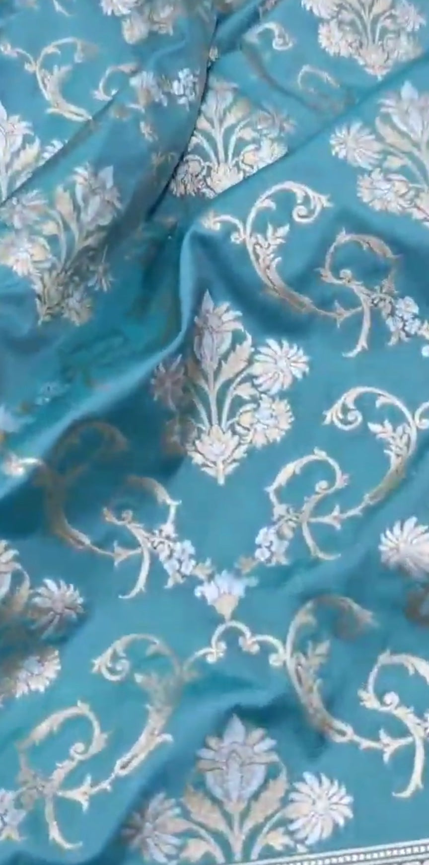 Turquoise Banarasi Semi Katan Silk Sona Rupa Saree