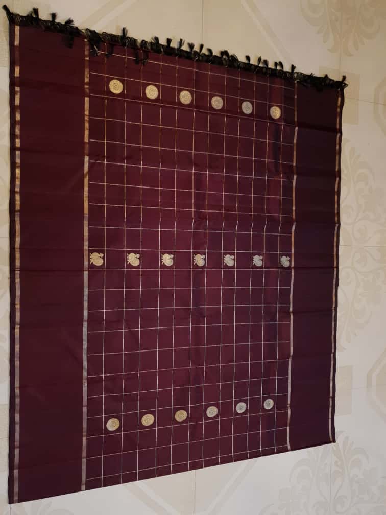 Maroon Kanchipuram Handloom 2G Gold Pattu Silk Saree