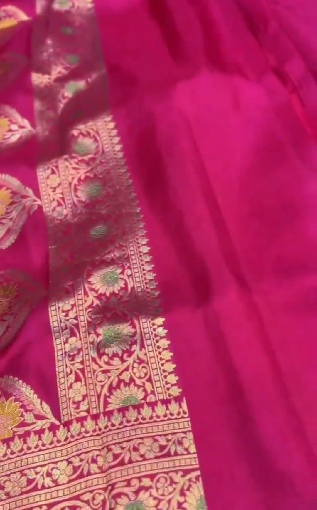 Hot Pink Banarasi Handloom Katan Silk Meenakari Saree