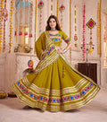 Mustard Brown Kutchi Work Navratri Lehenga Choli