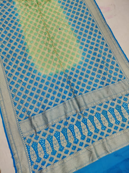 Banarasi Håndvævede Chiffon Georgette Silke Sarees