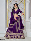 Dark Purple Art Silk Lehenga Choli with Thread & Sequins Work