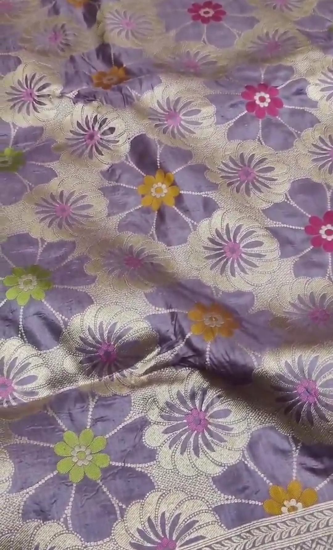 Lavender Banarasi Handloom Katan Silk Meenakari Saree