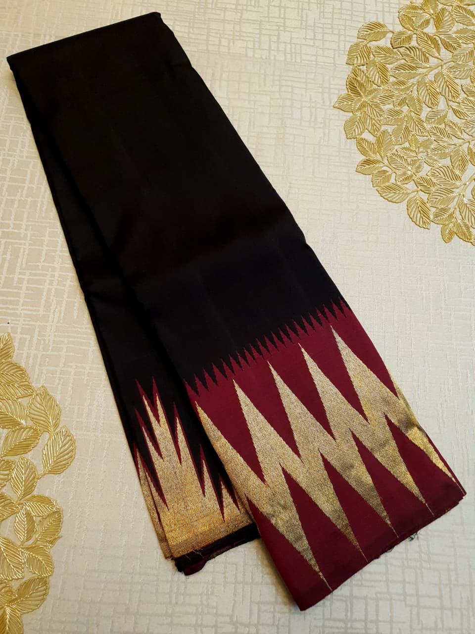 Black Kanchipuram Handloom 2G Gold Pattu Silk Saree
