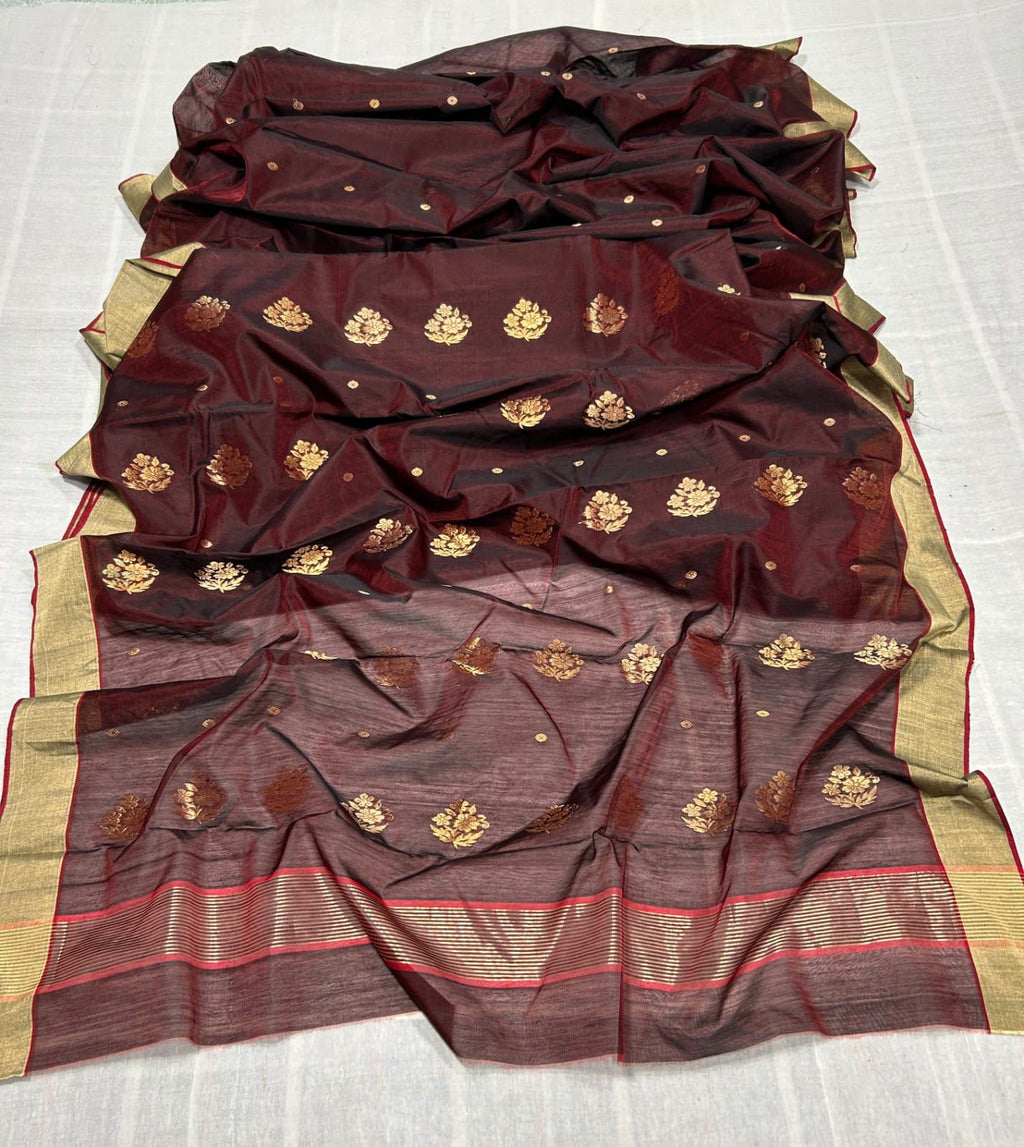 Maroon Chanderi Handloom Cotton Silk Saree