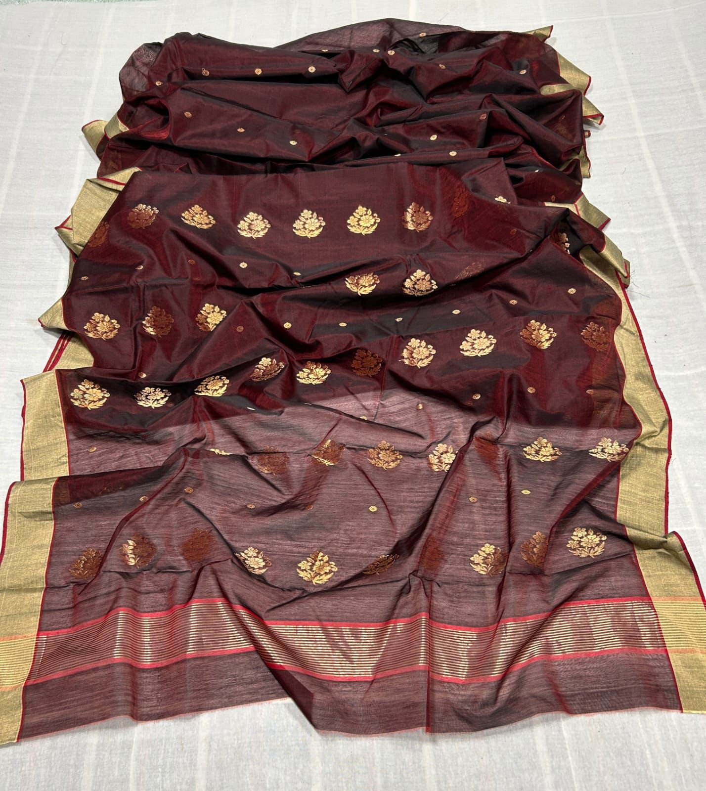 Maroon Chanderi Handloom Cotton Silk Saree