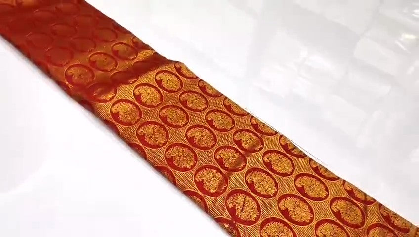 Red Kanchipuram Handloom Tissue Brocade Silk Bridal Saree