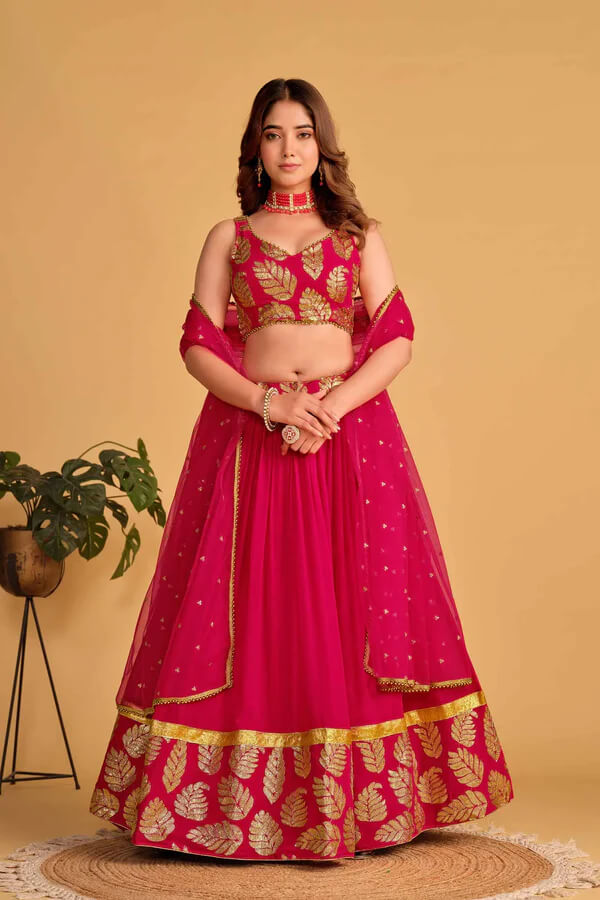 Designer Pink Lehenga Choli with Embroidery