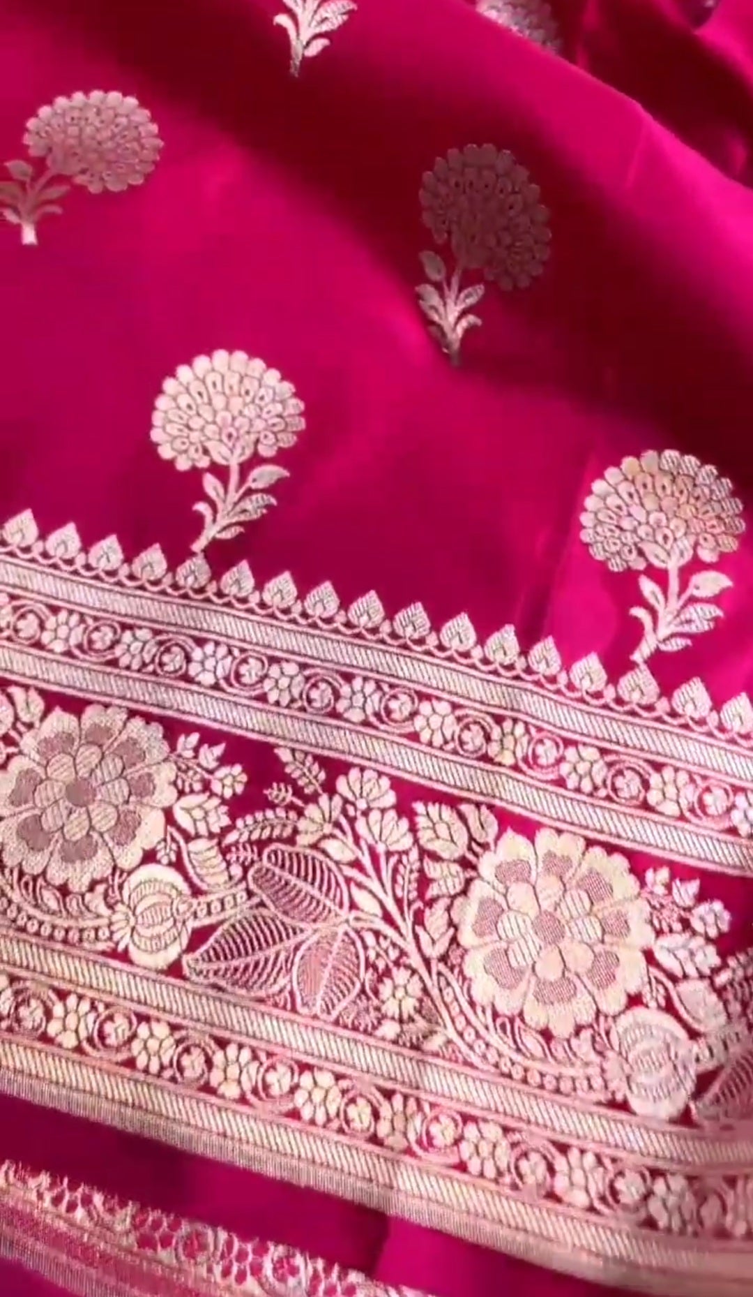 Hot Pink Banarasi Mashru Soft Silk Saree