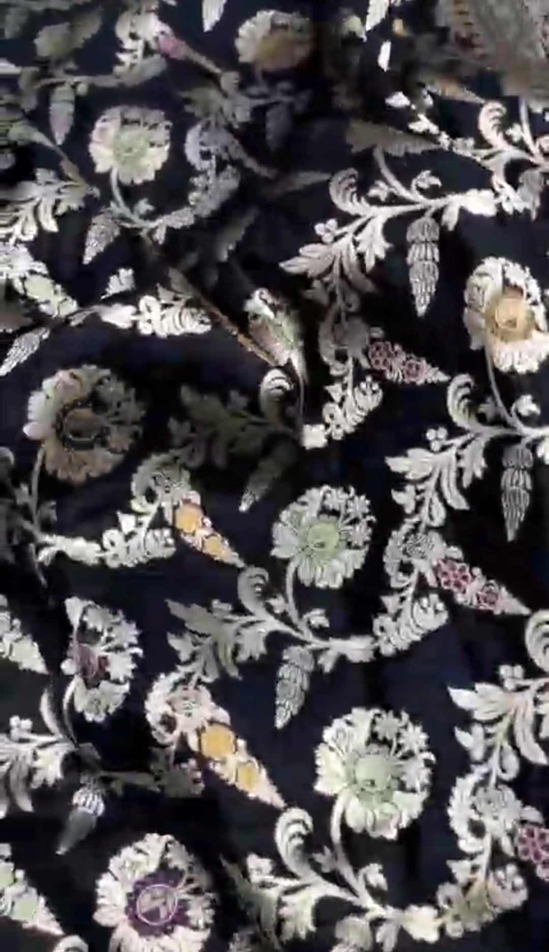 Sort Banarasi Håndvæv Katan Silk Meenakari Saree