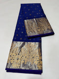 Midnight Blue Chanderi Handloom Katan Silk Meenakari Saree