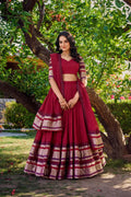 Gorgeous Red Chanderi Lehenga Choli with Zari Embellishments