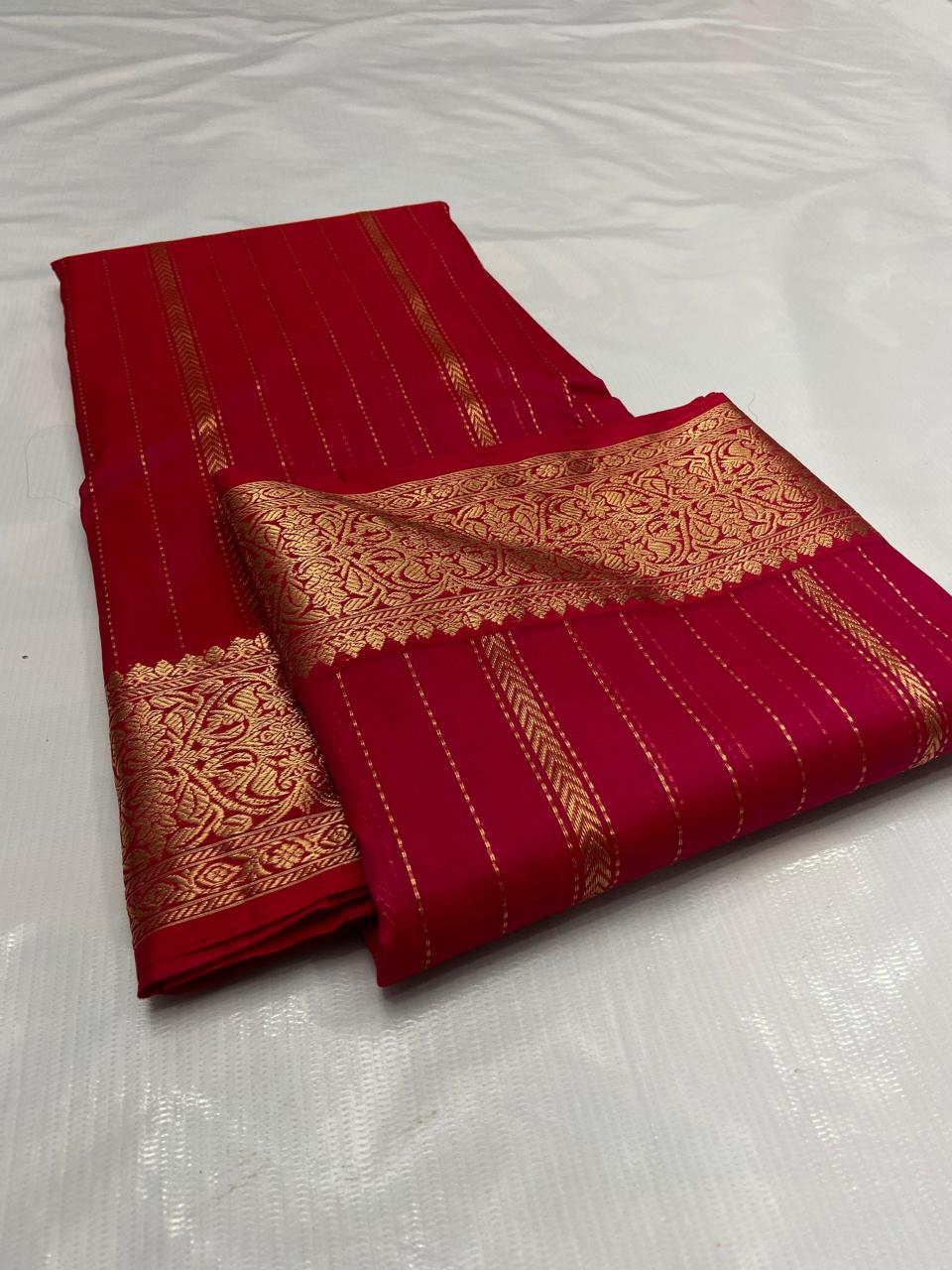 Dark Pink Chanderi Handloom Katan Silk Nakshi Saree