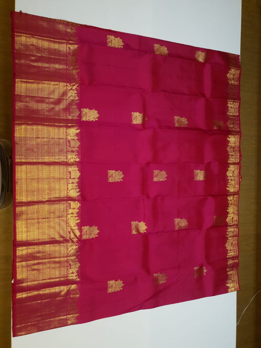 Dark Pink Kanchipuram Handloom 1G Gold Kalyana Pallakku Silk Saree