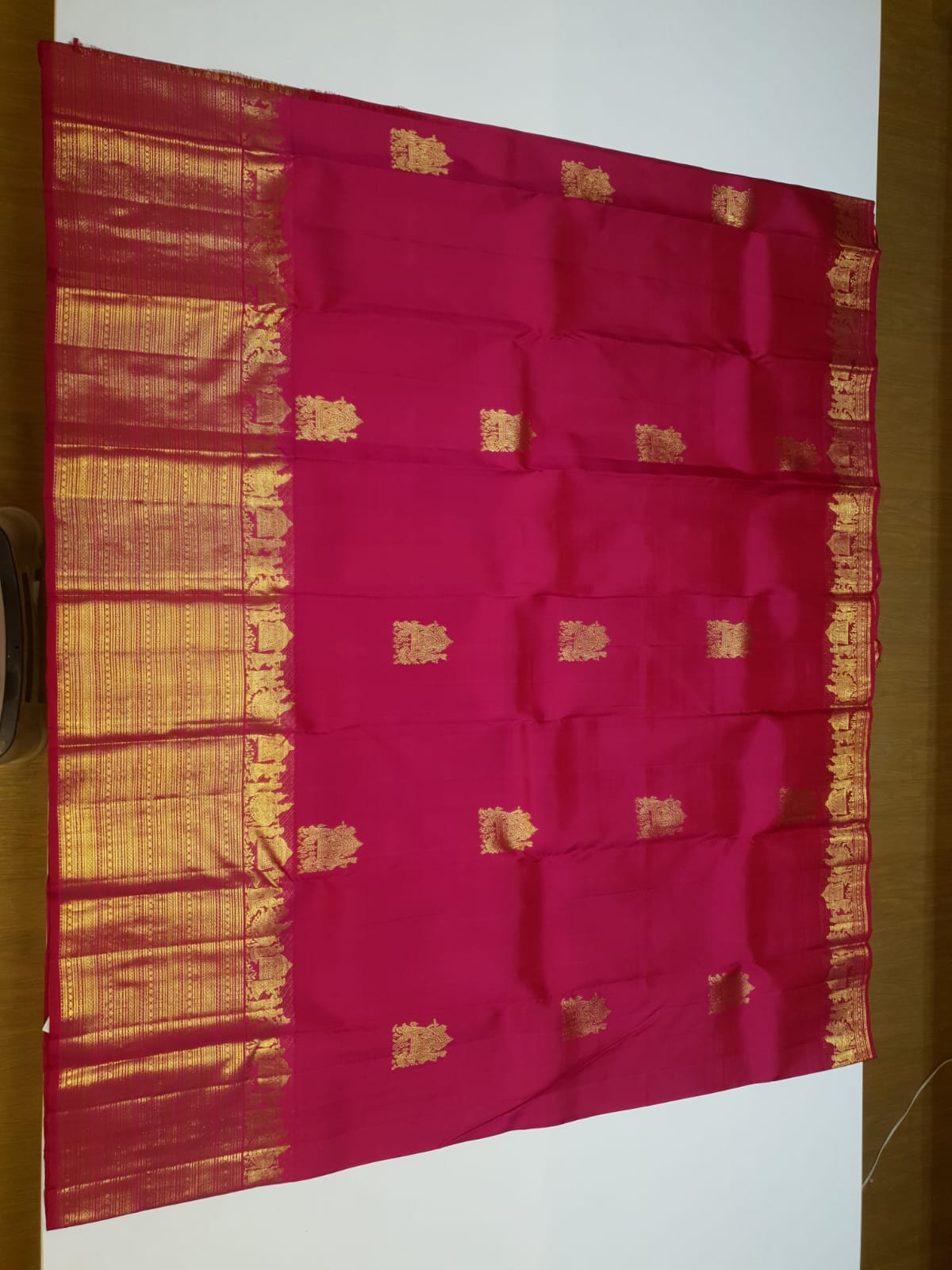 Dark Pink Kanchipuram Handloom 1G Gold Kalyana Pallakku Silk Saree