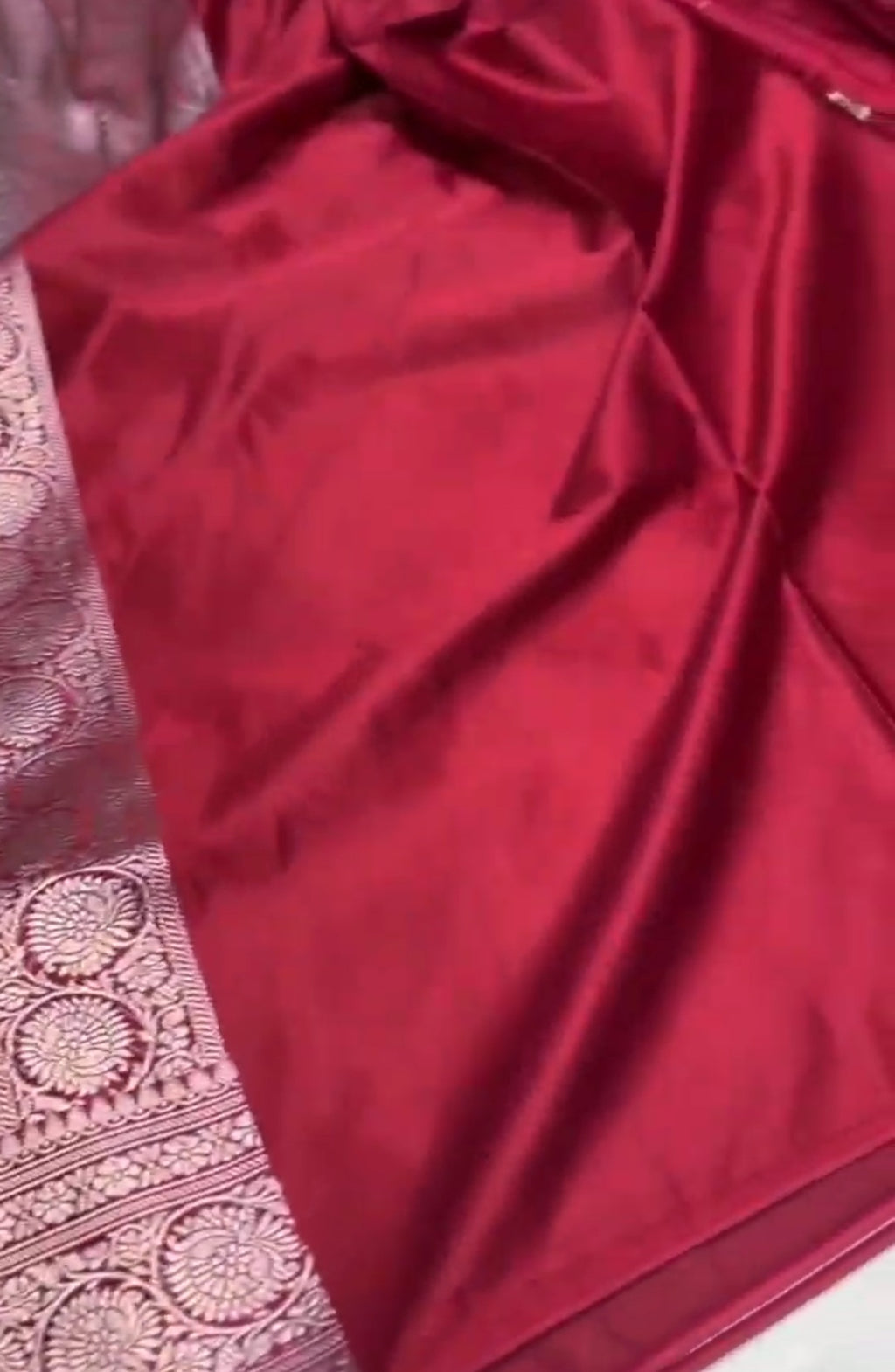 Rustic Red Banarasi Mashru Soft Silk Saree