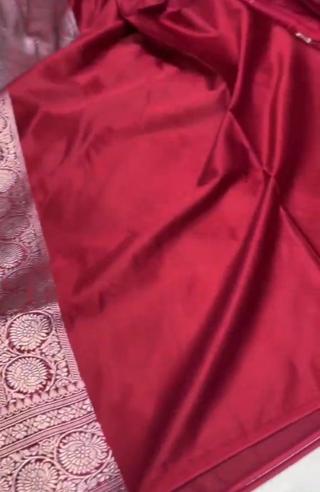 Rustic Red Banarasi Mashru Soft Silk Saree