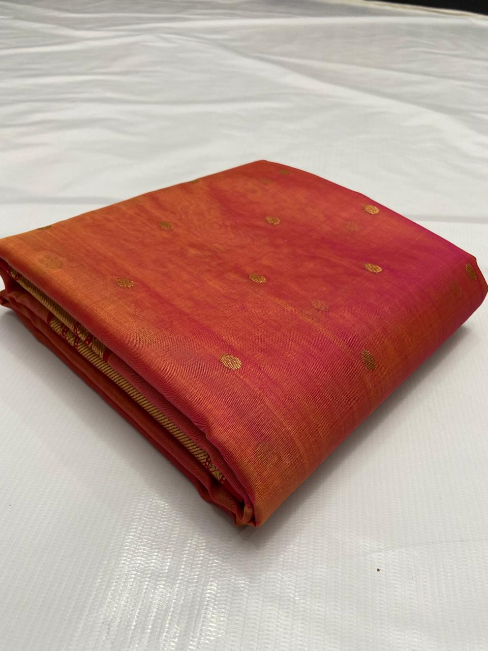 Chilly Red Chanderi Handloom Katan Silk Nakshi Saree