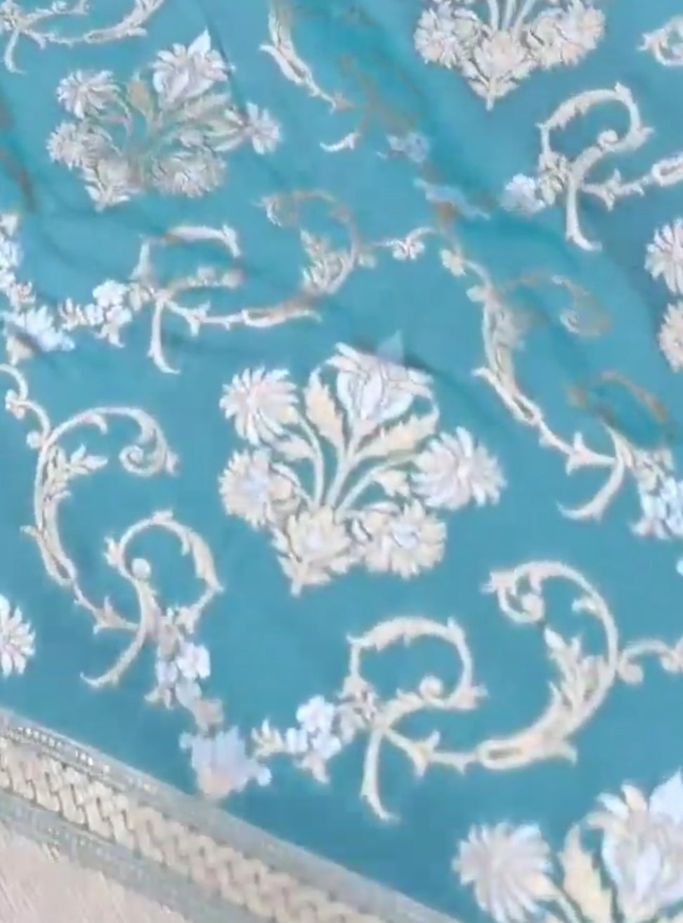 Turquoise Banarasi Semi Katan Silk Sona Rupa Saree