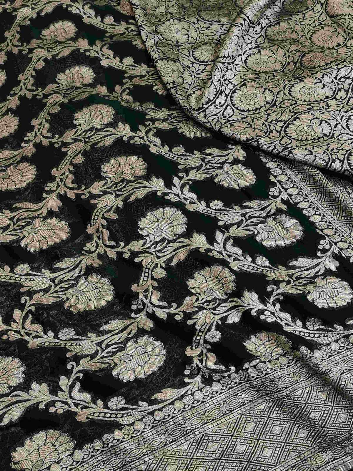 Sort Banarasi Handloom Water Zari Georgette Silke Saree