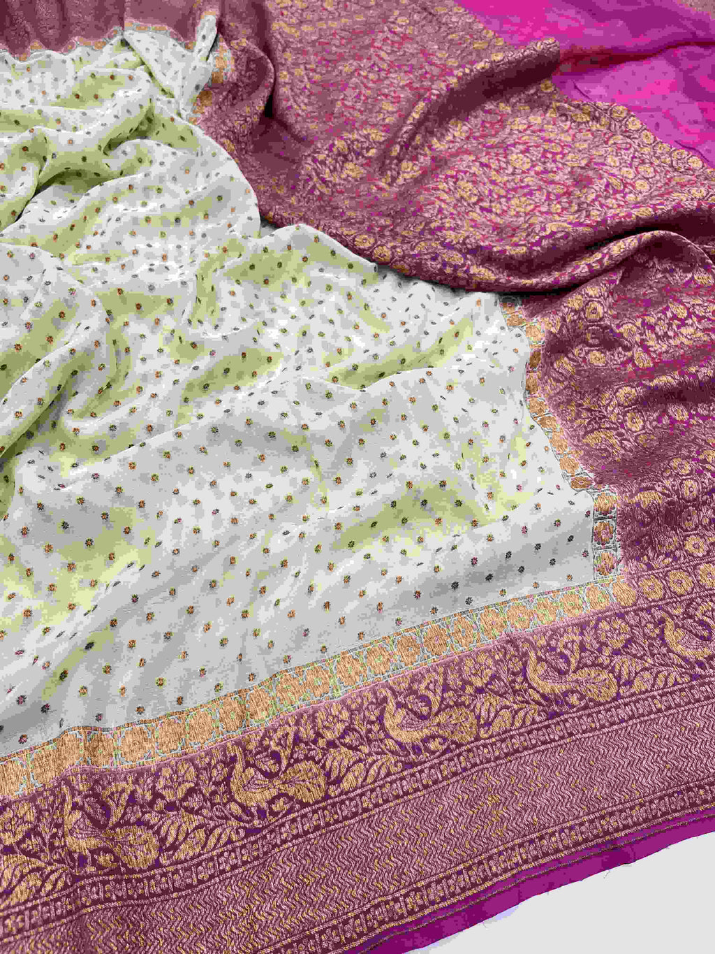Brown Banarasi Handloom Antique Zari Georgette Silk Saree