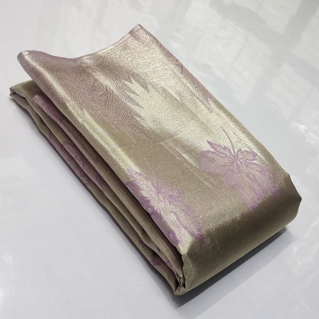 Ivory Kanchipuram Handloom Tissue Brocade Silk Saree