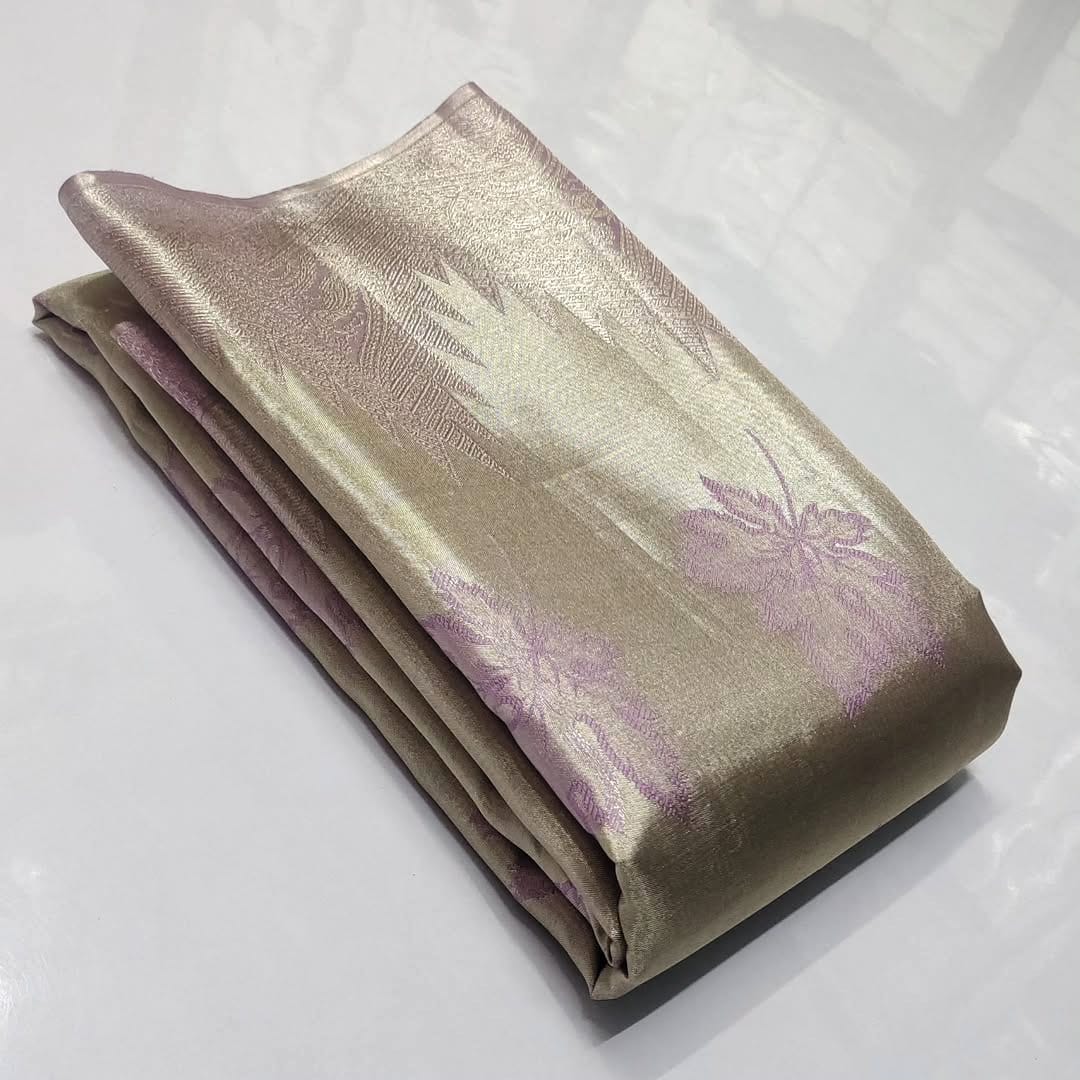 Ivory Kanchipuram Handloom Tissue Brocade Silk Saree