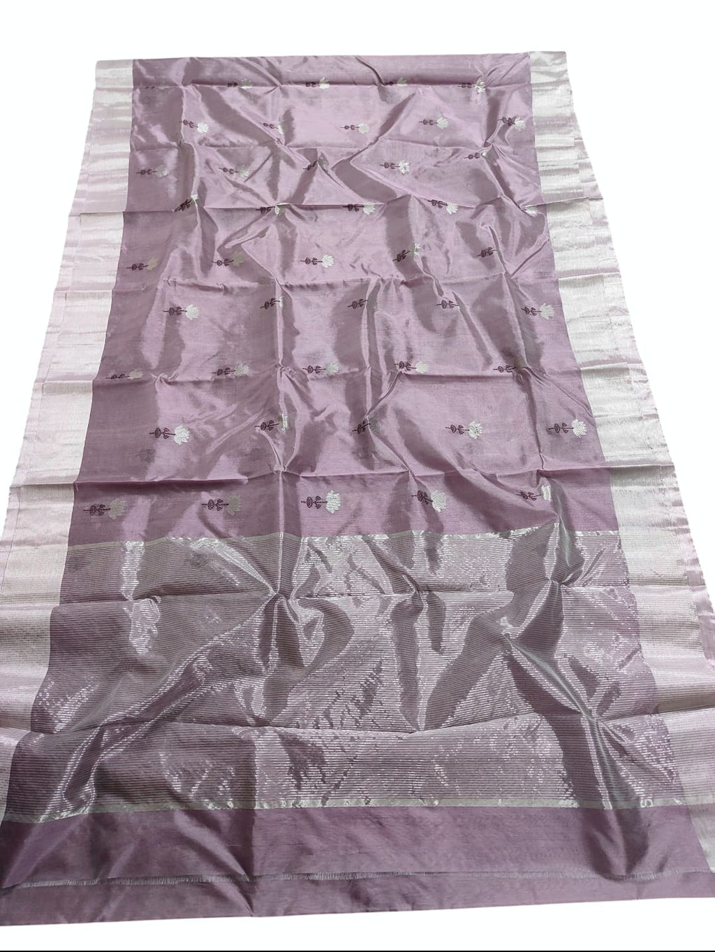 Lavender Chanderi Handloom Pattu Silk Meenakari Saree