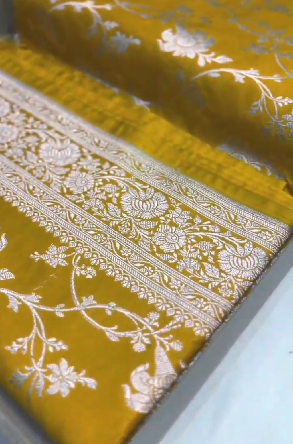 Mustard Banarasi Mashru Soft Silk Saree