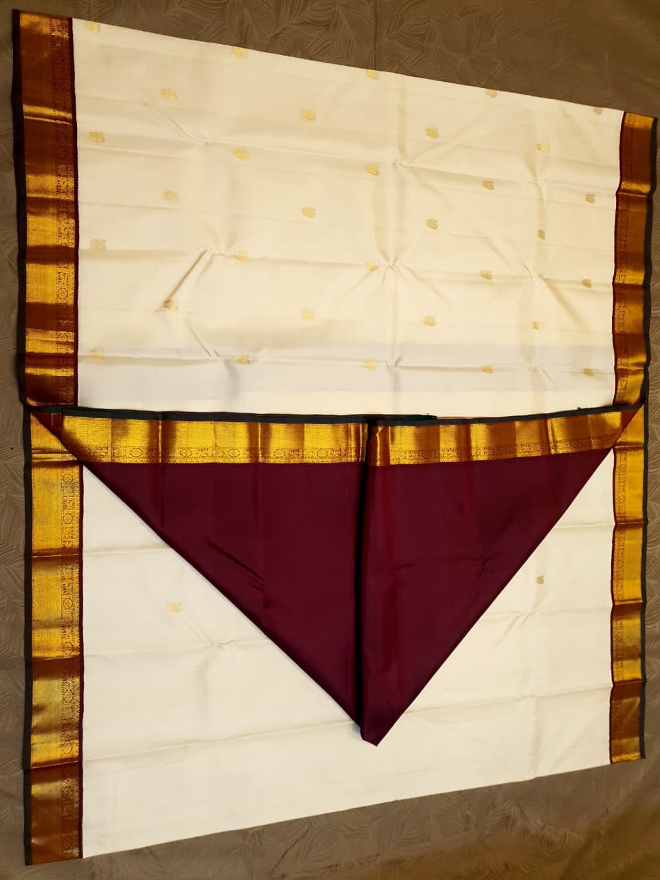 Cream Kanchipuram Handloom 2G Gold Pattu Silk Saree