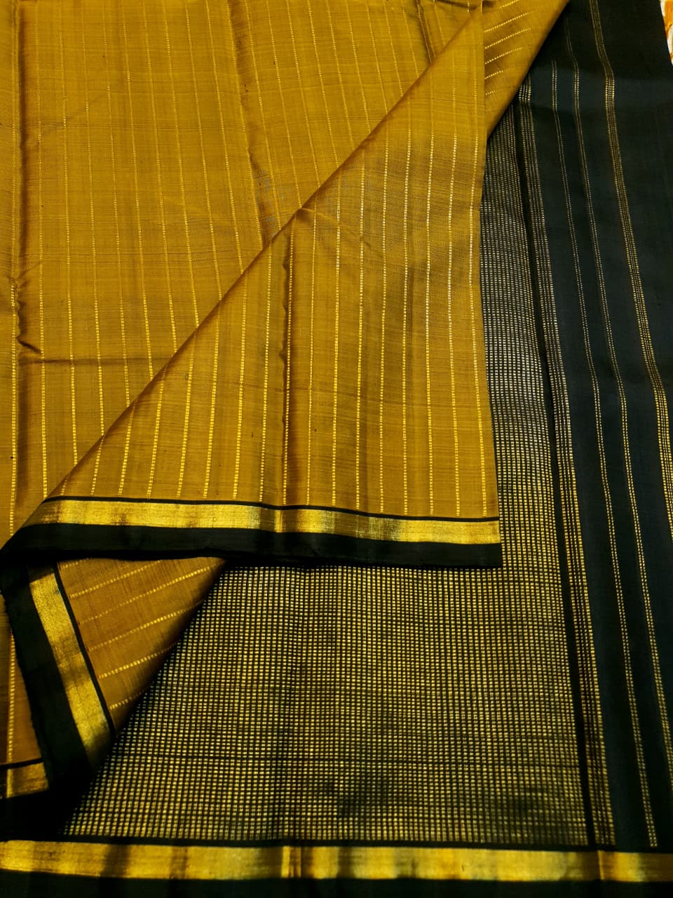 Mustard Kanchipuram Handloom 2G Gold Pattu Silk Saree