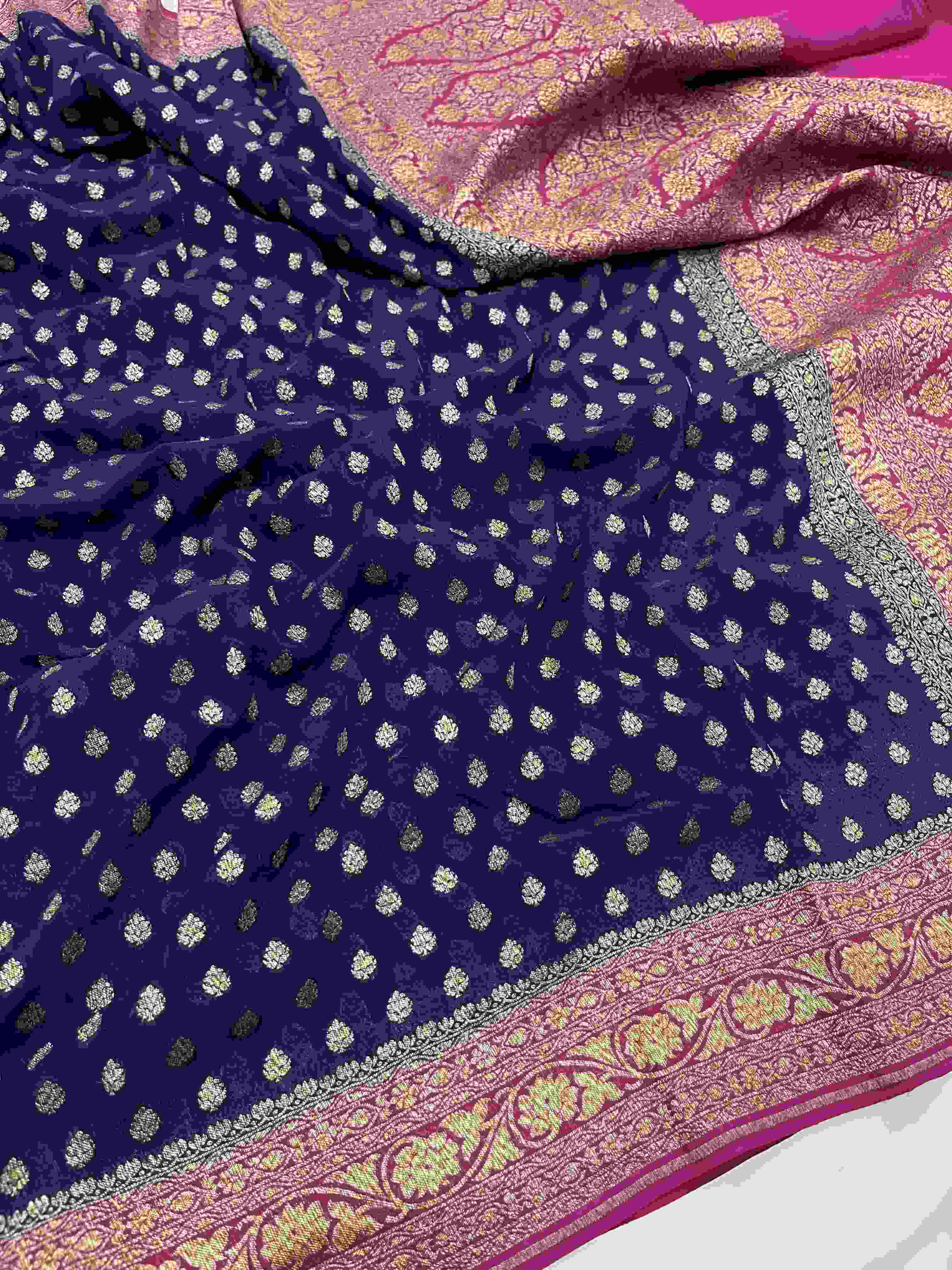 Brown Banarasi Handloom Antique Zari Georgette Silk Saree