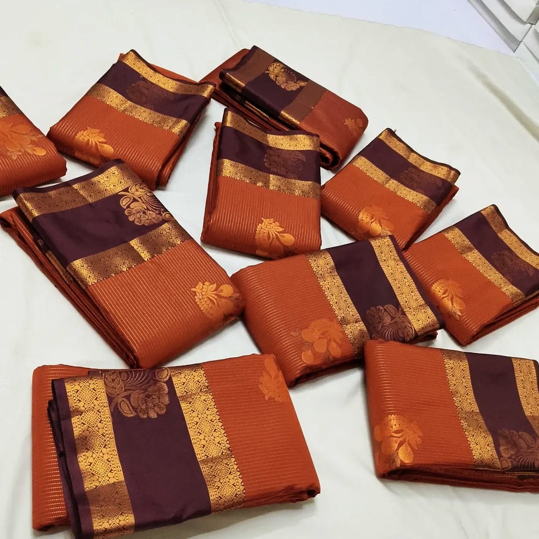 Copper Semi Kanchipuram Vintage Collection Saree