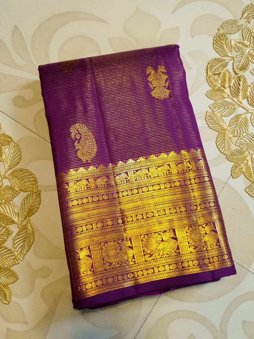Magenta Kanchipuram Handloom 2G Gold Vairaoosi Silk Saree