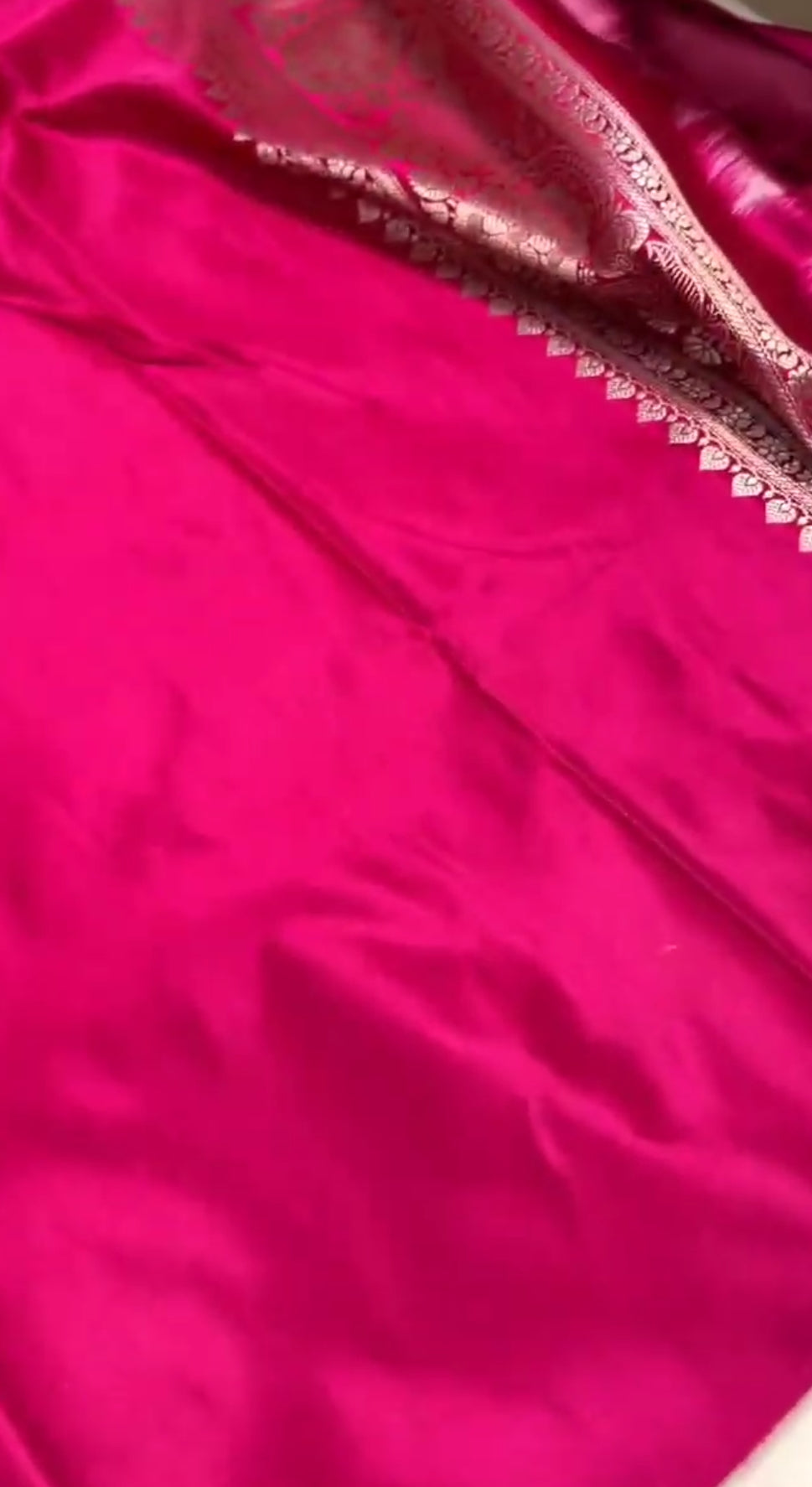 Hot Pink Banarasi Mashru Soft Silk Saree