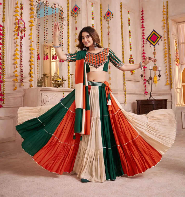 Multi Color Lehenga Choli with Kutchi & Mirror Work