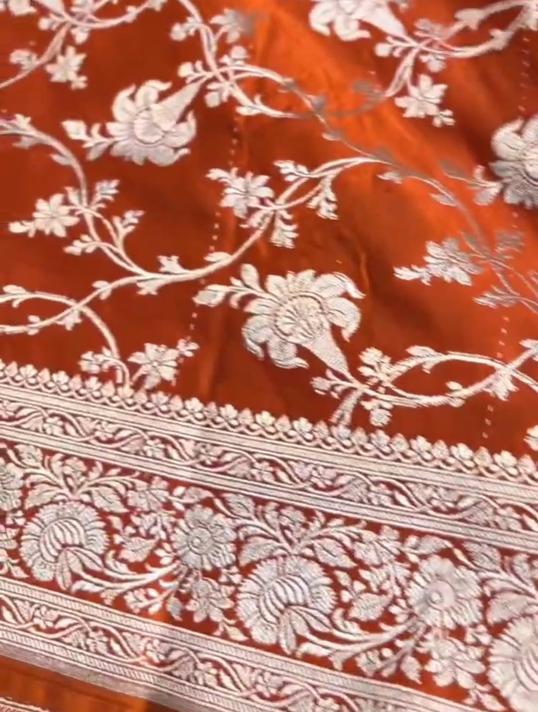 Red Banarasi Mashru Soft Silk Saree