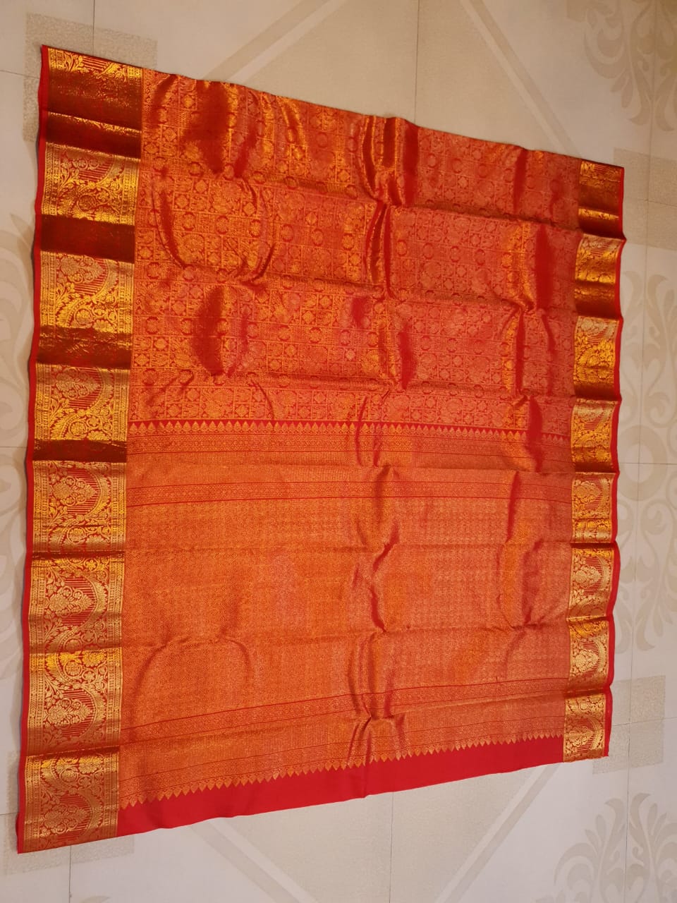 Chilly Red Kanchipuram Handloom 2G Gold Pattu Silk Saree