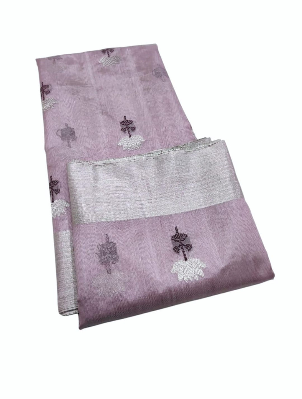 Lavender Chanderi Handloom Pattu Silk Meenakari Saree