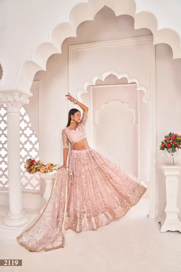 Graceful Onion Pink Lehenga with Sequin Embroidery