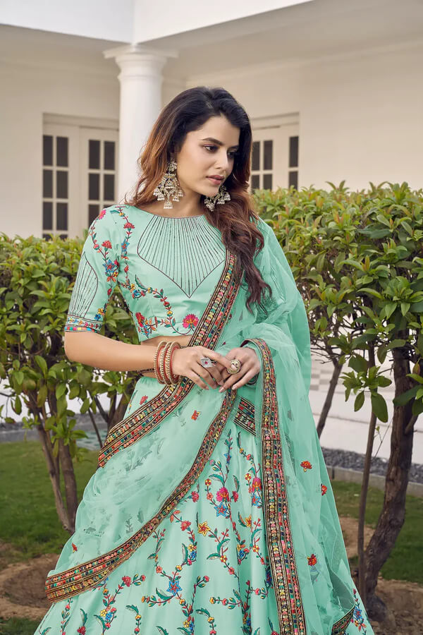 Graceful Green Thread & Sequence Work Lehenga Choli