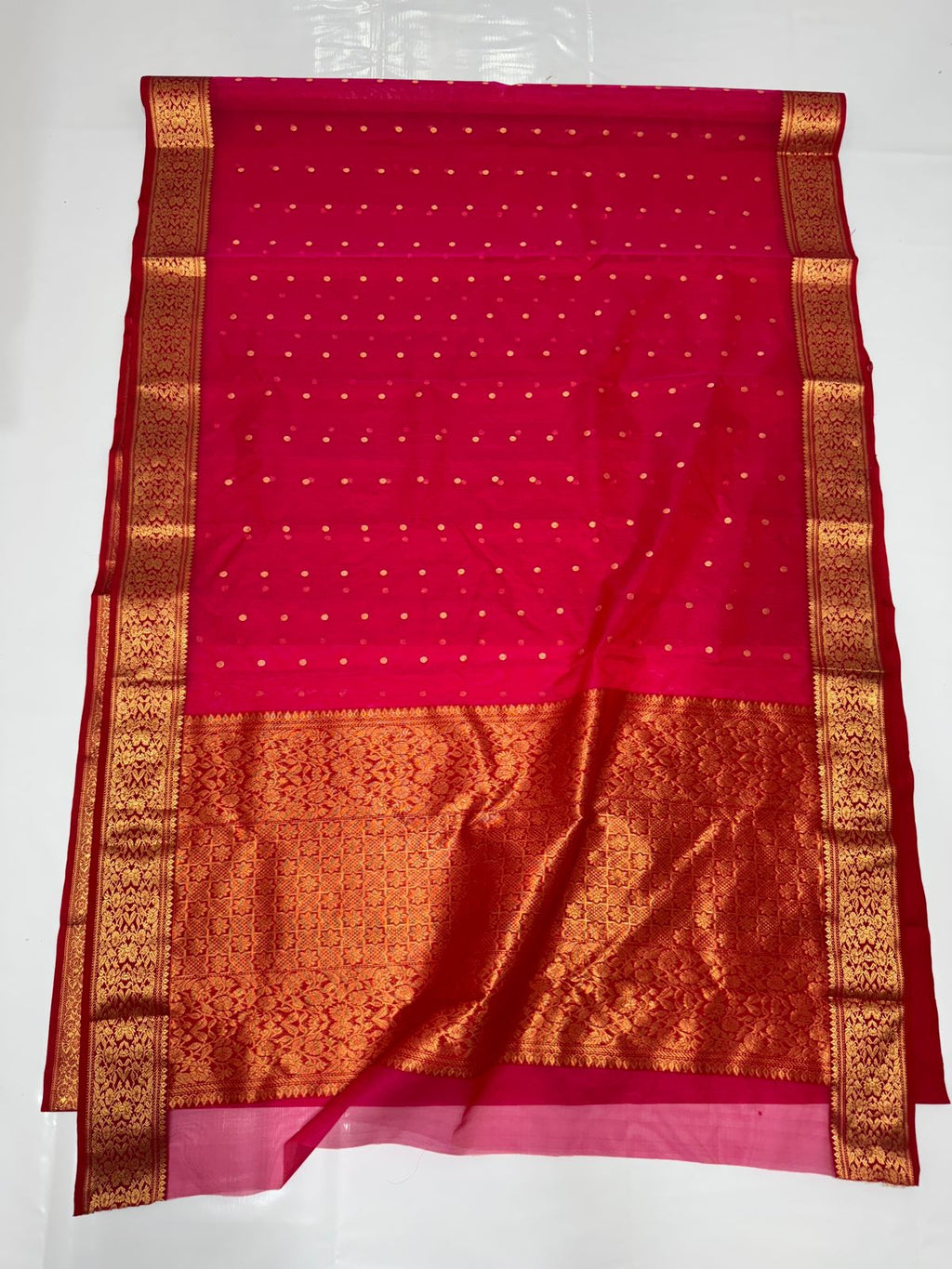 Red Chanderi Handloom Katan Silk Saree